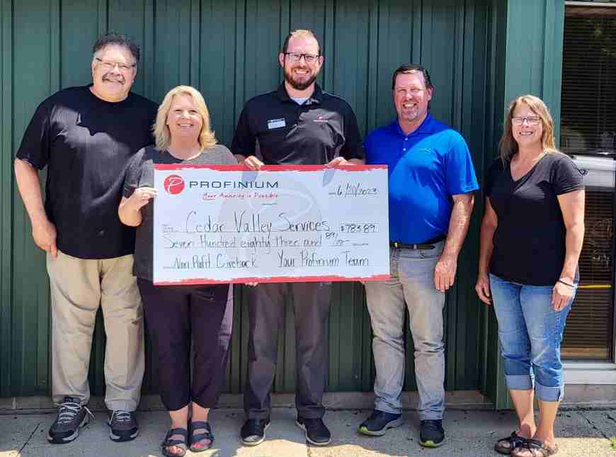 Cedar Valley Services donation check