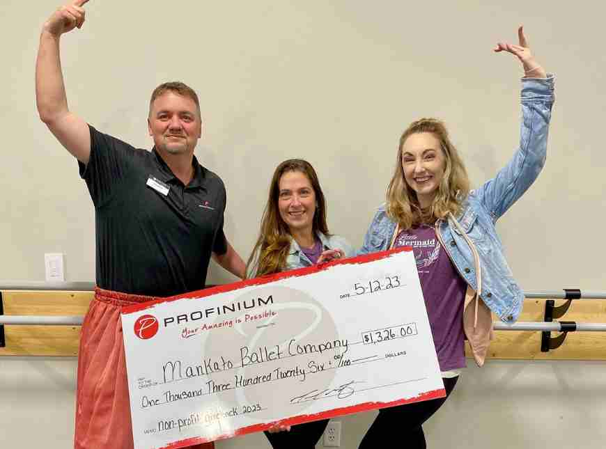 Mankato ballet company donation check